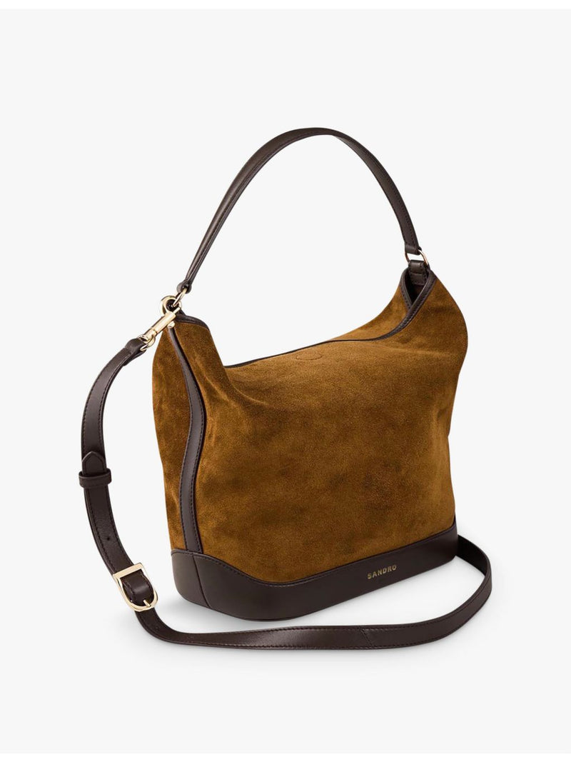 Sandro suede and leather shoulder bag, imported from the UK