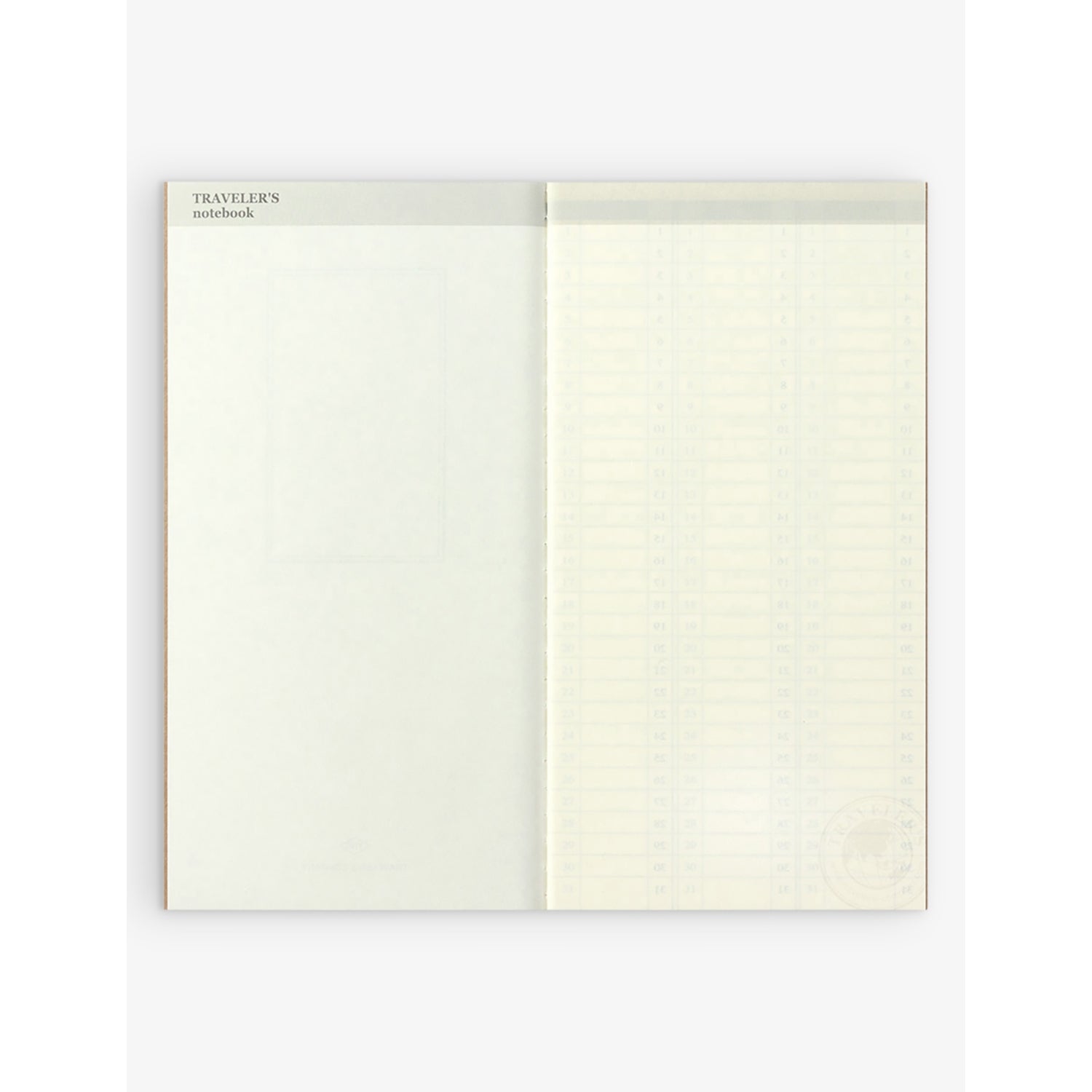 TRAVELER'S COMPANY weekly vertical diary refill 21cm x 10cm, UK version