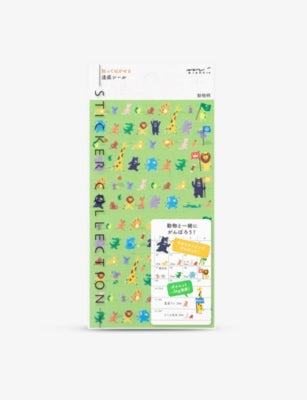MIDORI animal sticker collection 18cm paper sheet - British product