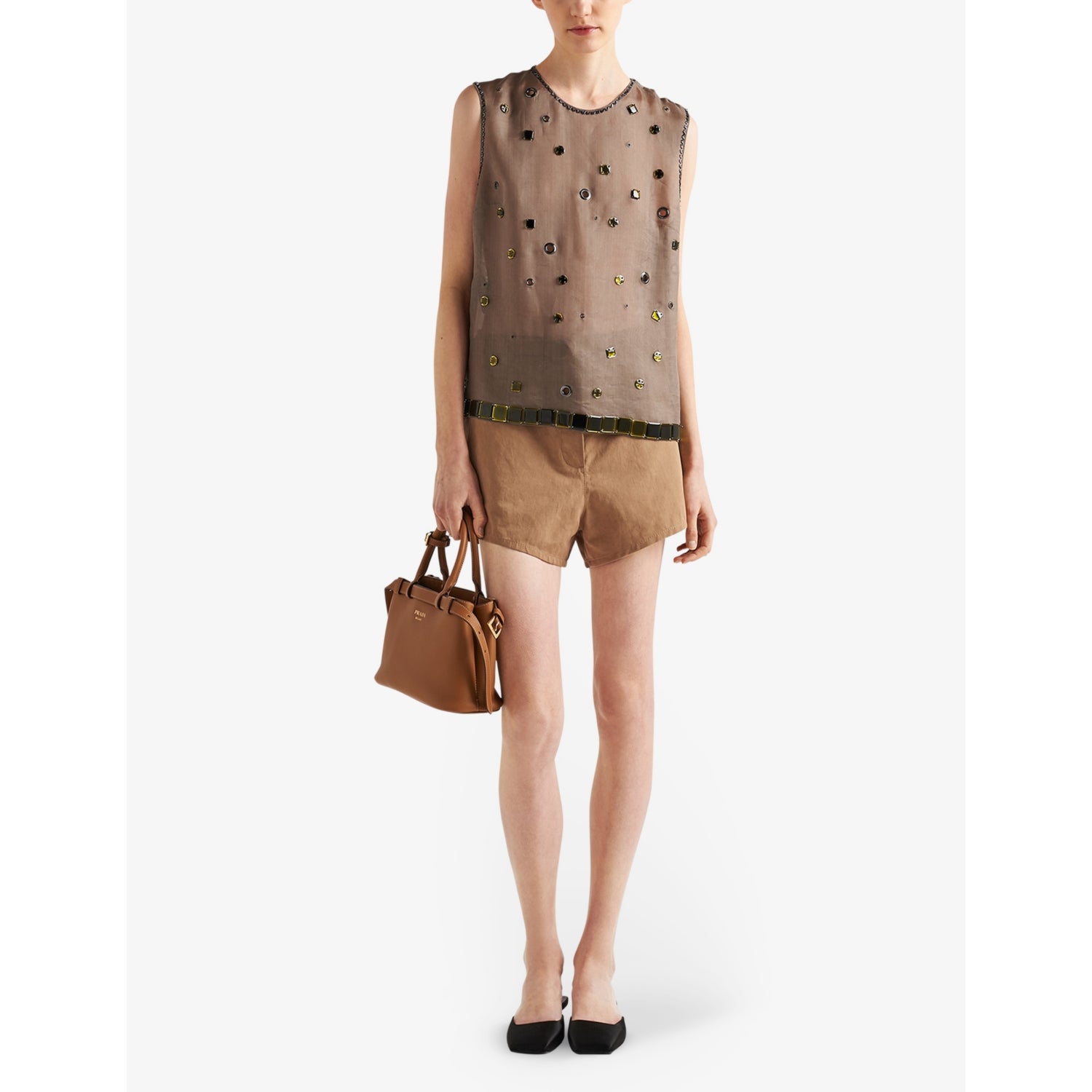 Prada small leather tote bag with buckle detail - British product