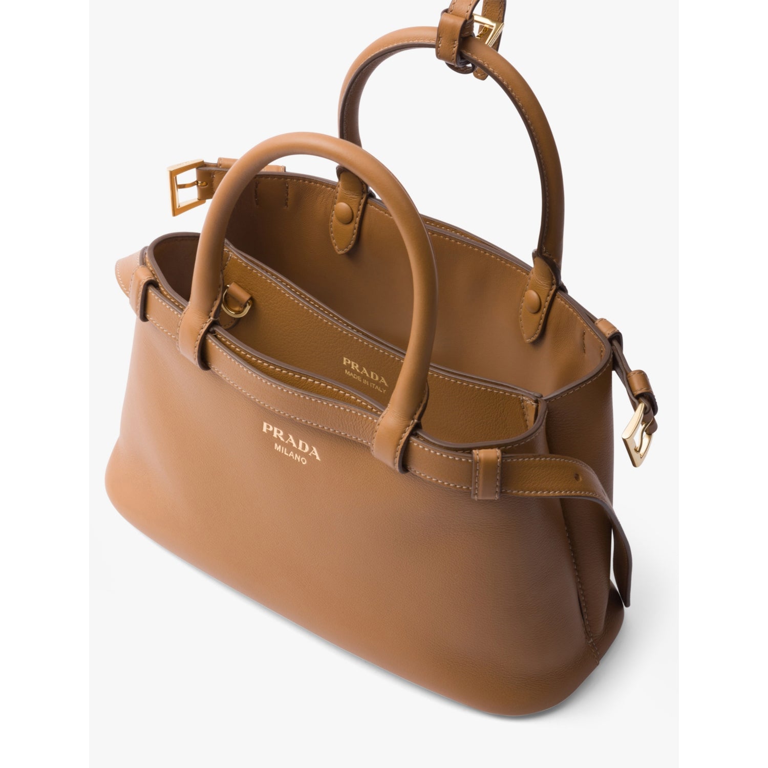 Prada small leather tote bag with buckle detail - British product
