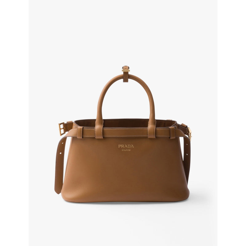 Prada small leather tote bag with buckle detail - British product