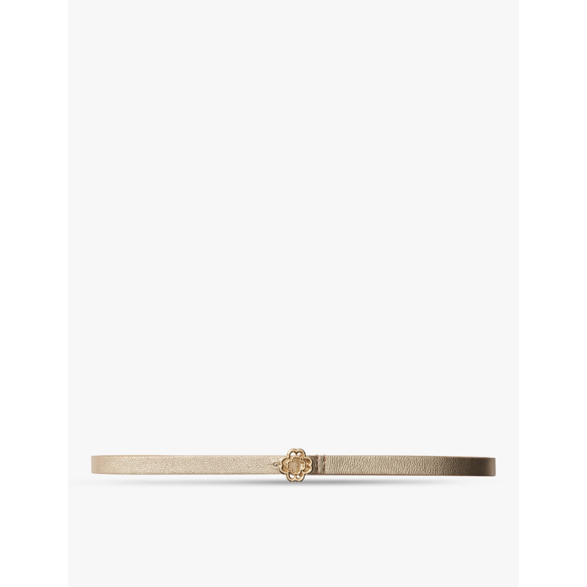 Clover-buckle metallic leather belt - Noir / Gris - 8