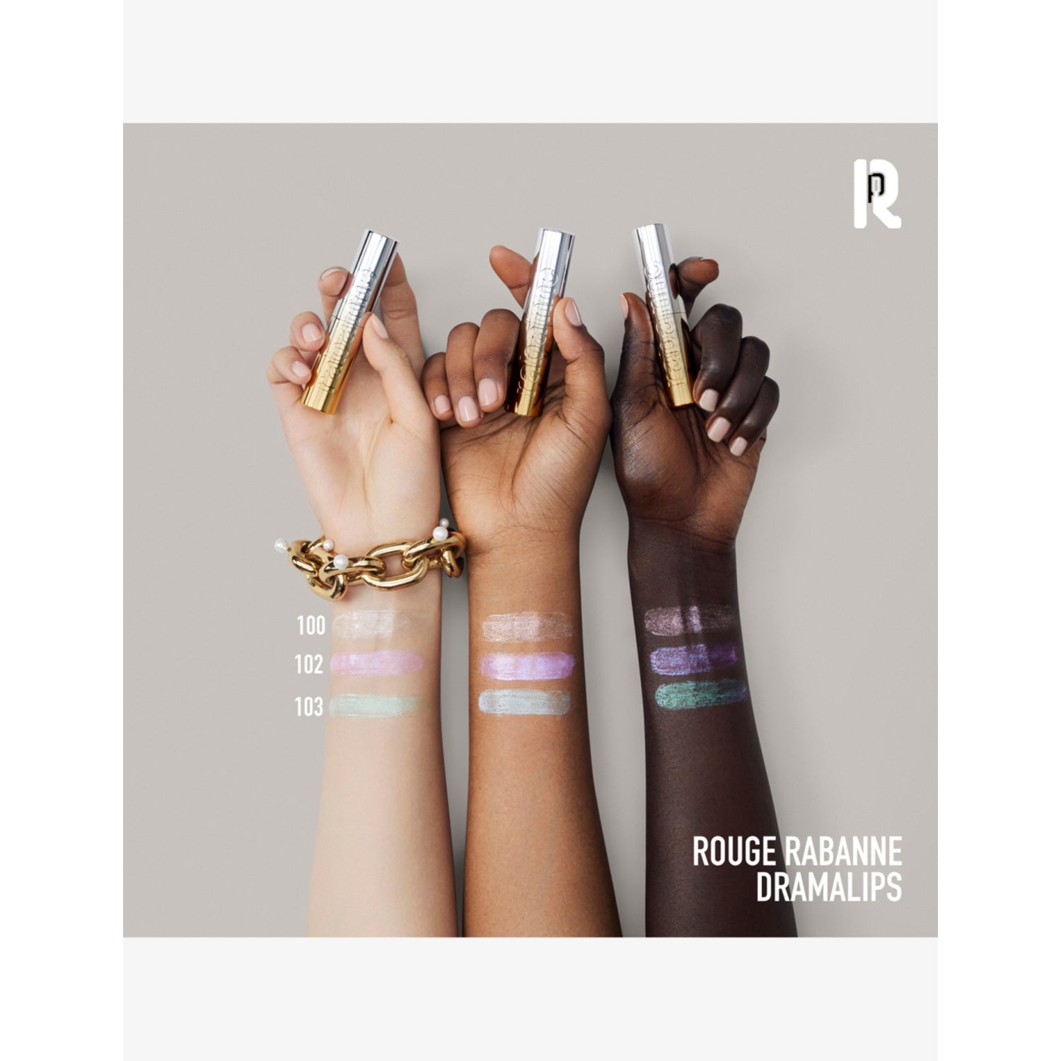 Rabanne Dramalips Glassy Ultra Pearly lipstick 3.4g (British brand)