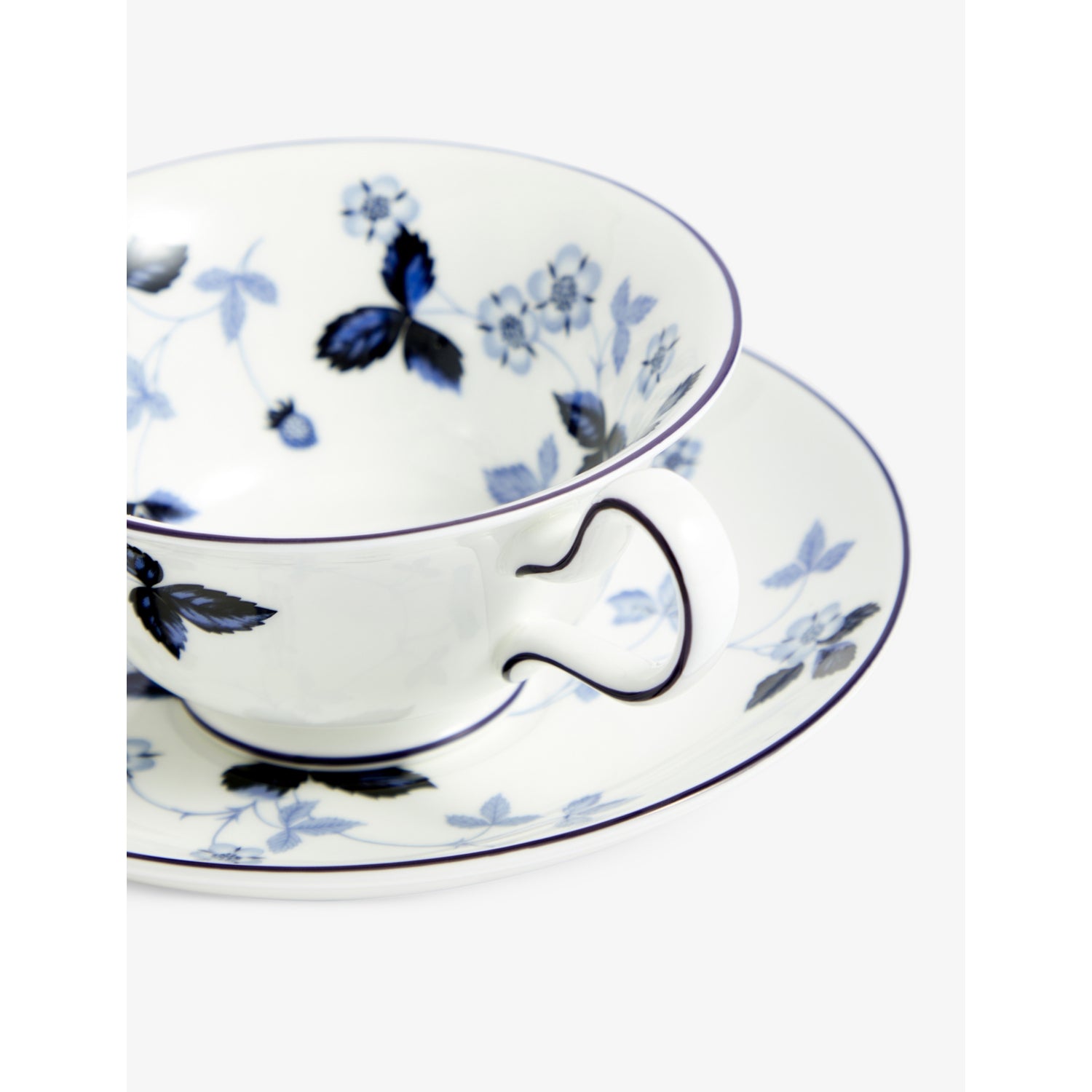 Wedgwood Wild Strawberry bone china teacup and saucer, imported from the UK