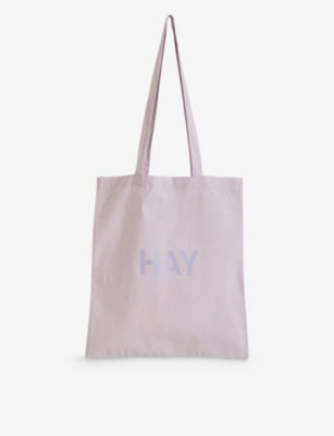 HAY logo-print cotton tote bag with flat handles, UK version