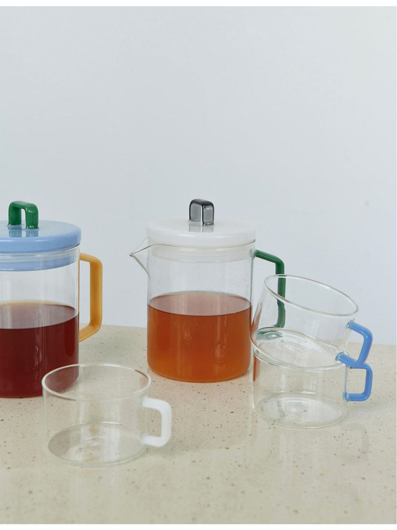 HAY Brew glass pot with contrast handle and lid, 17.2cm (British brand)