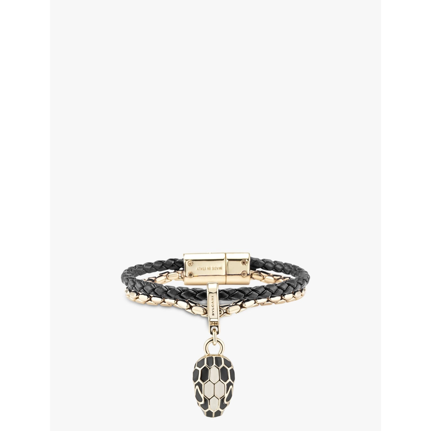 Serpenti Forever extra-small brass, leather and quartz charm bracelet - BLACK