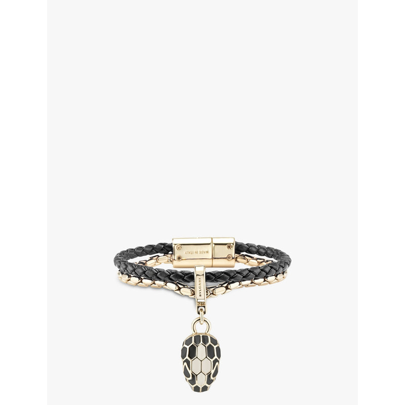 Serpenti Forever extra-small brass, leather and quartz charm bracelet - BLACK