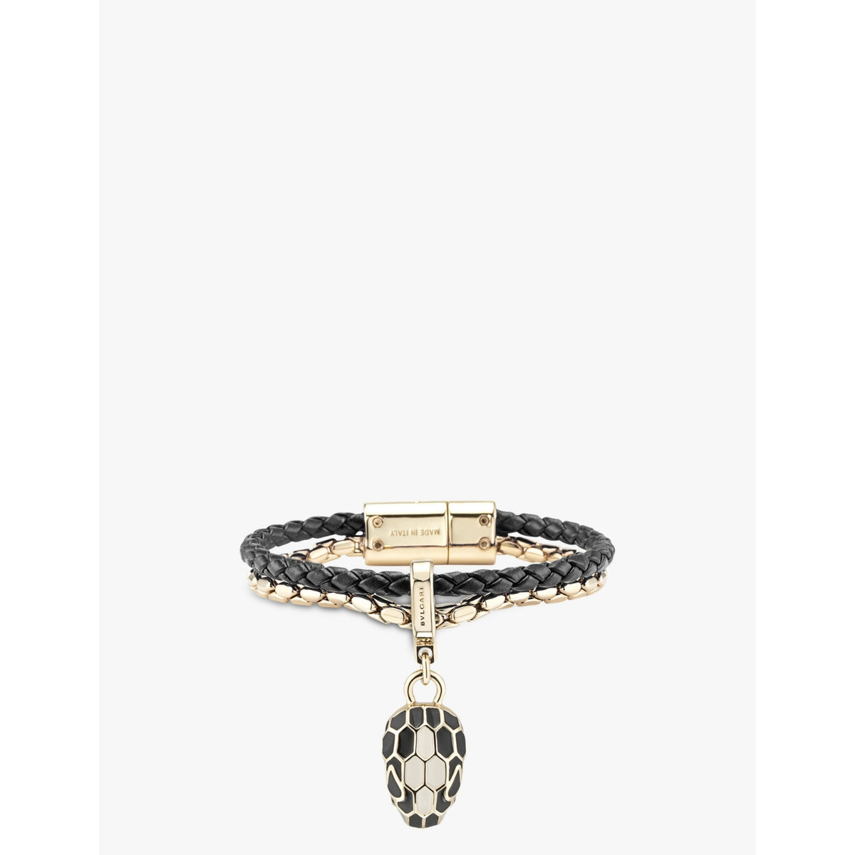 Serpenti Forever extra-small brass, leather and quartz charm bracelet - BLACK