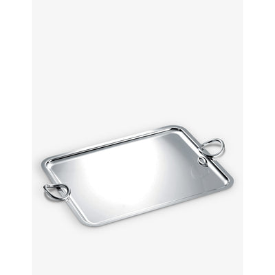 selfridges Christofle Vertigo Double-Handle Silver-Plated Tray 53cm x 42cm- Buy online at McGrocer