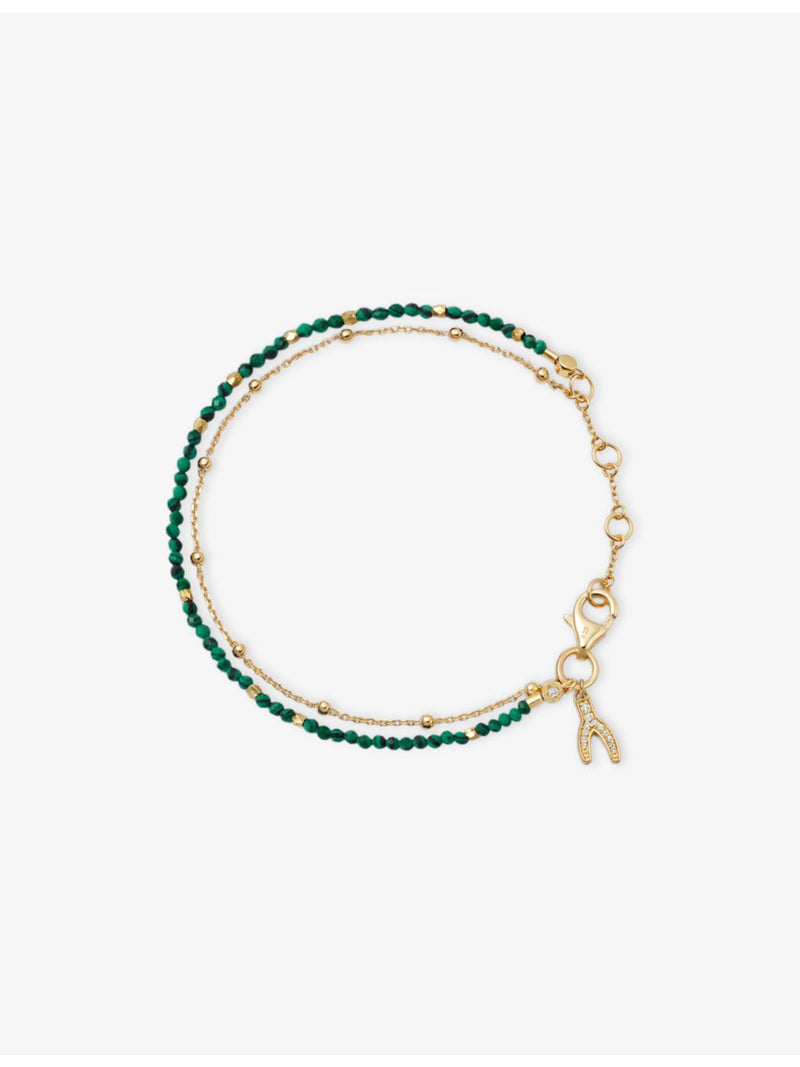 Astley Clarke wishbone bracelet with malachite gemstones (British brand)