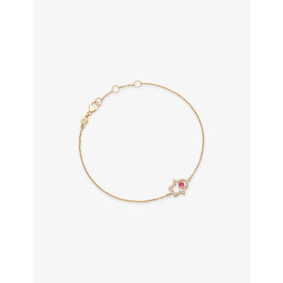 selfridges Astley Clarke Fine Biography Hamsa Hand 14ct Yellow-Gold Ruby and 0.08ct Lab-Grown Diamond Bracelet- Buy online at McGrocer