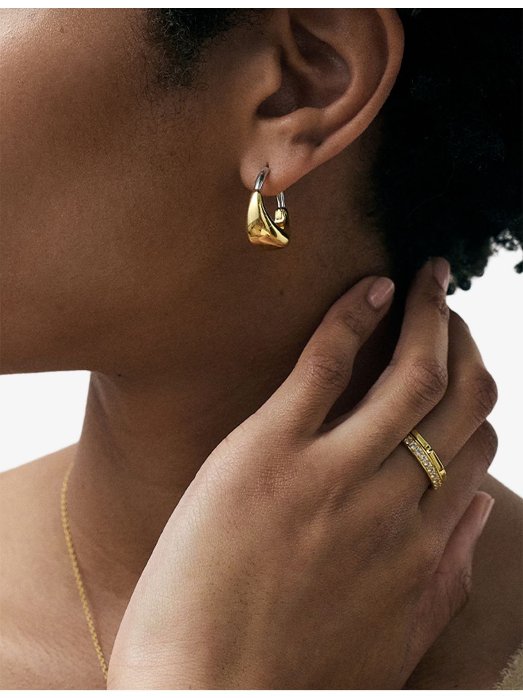 Astley Clarke Aurora U-Hoop 18ct gold plated hoop earrings 2cm, imported from the UK