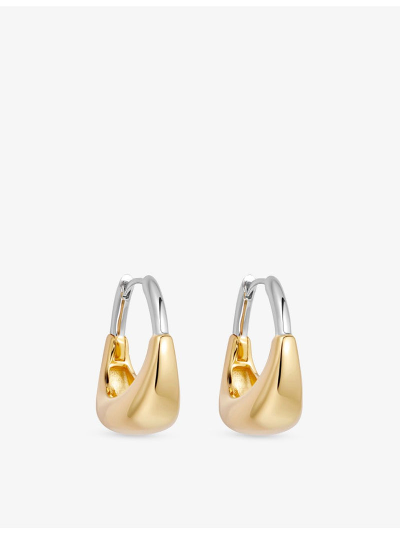Astley Clarke Aurora U-Hoop 18ct gold plated hoop earrings 2cm, imported from the UK