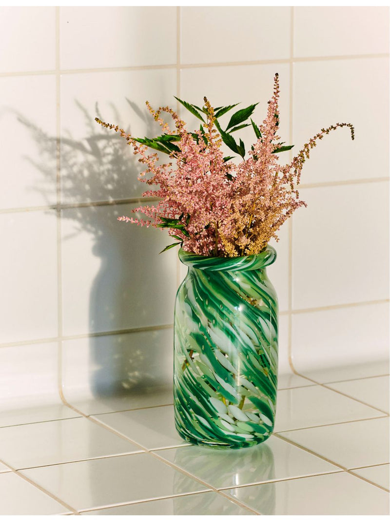 HAY Splash swirl-pattern glass vase 20.5cm (British brand)