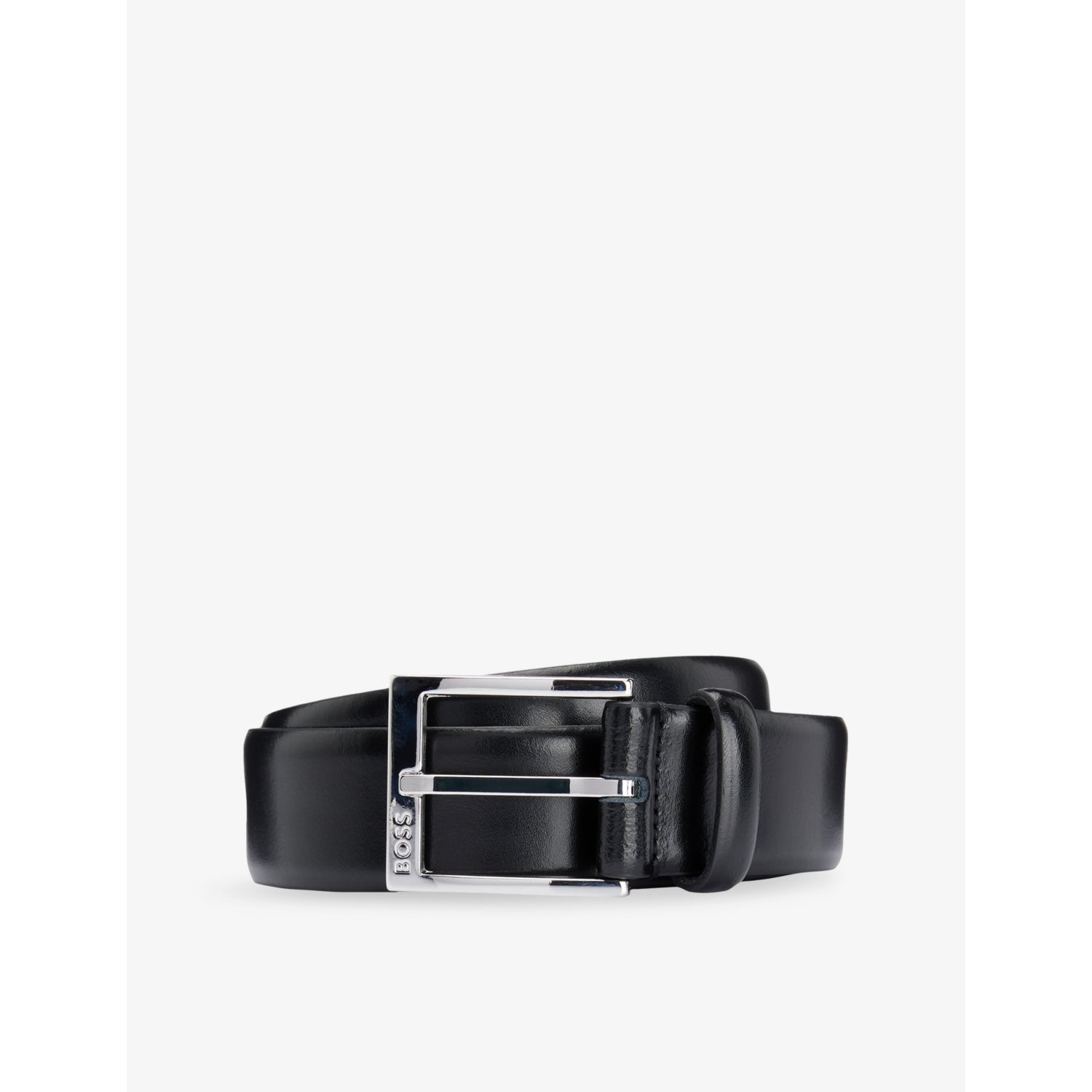 Branded-Buckle Leather Belt - 30