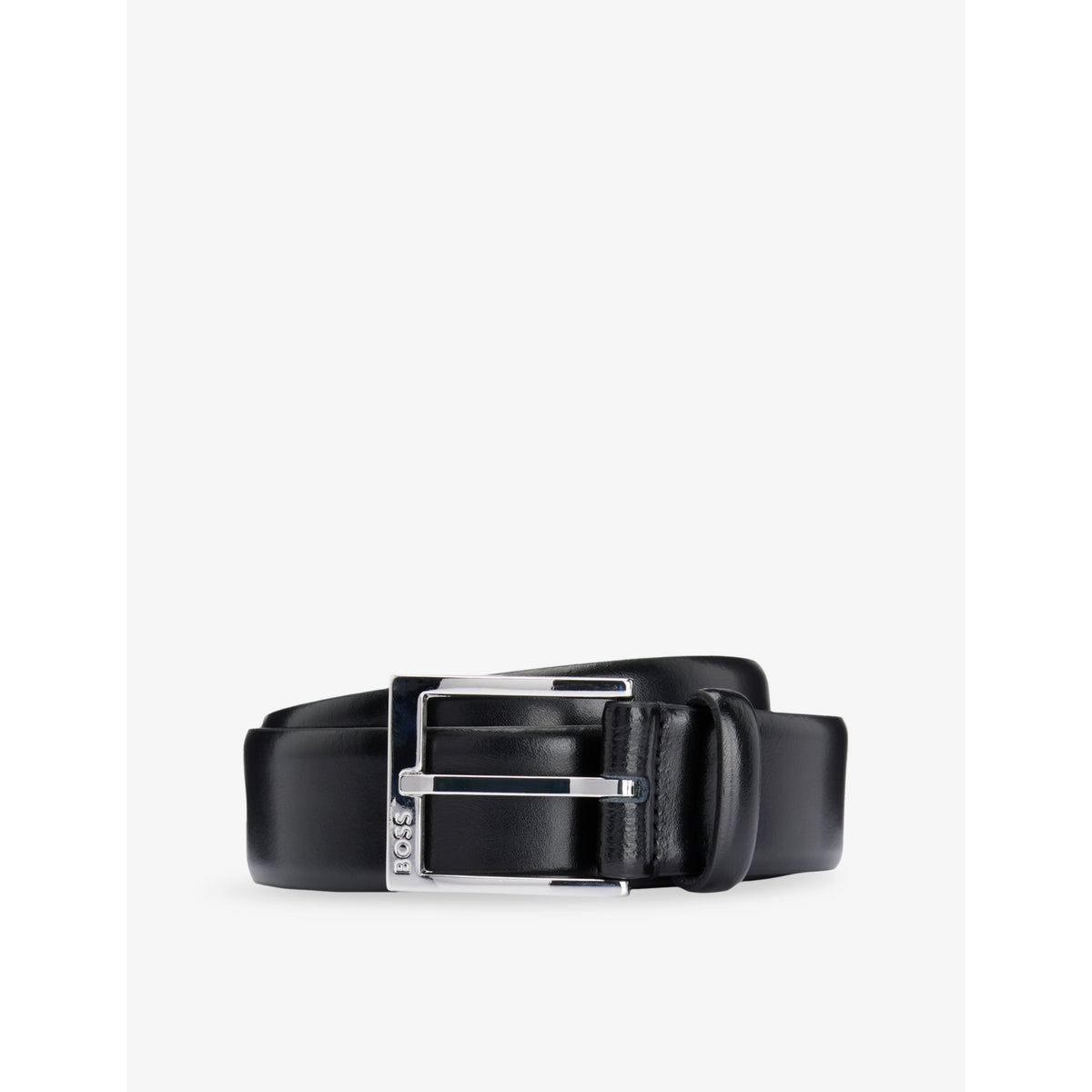 Branded-Buckle Leather Belt - 30