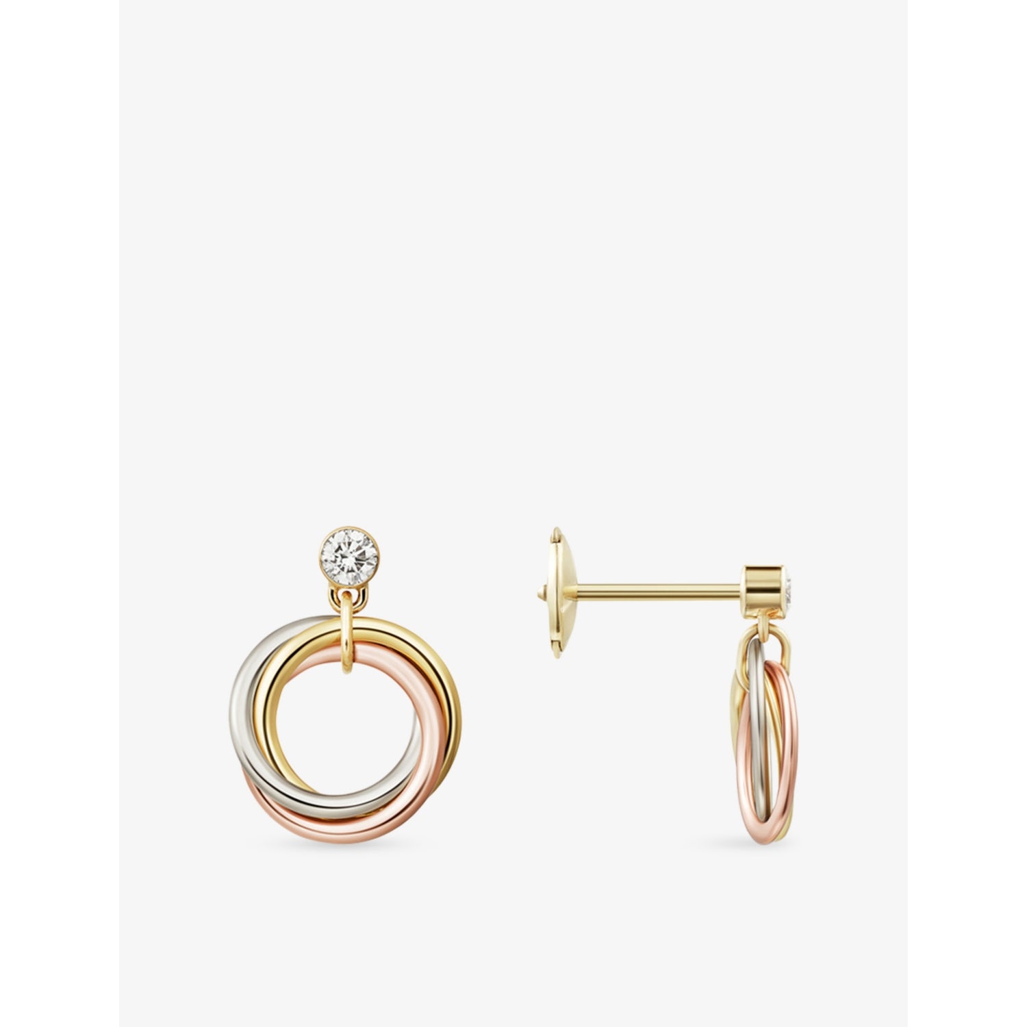 Cartier Trinity earrings 18ct gold and diamond 0.16ct, imported from the UK