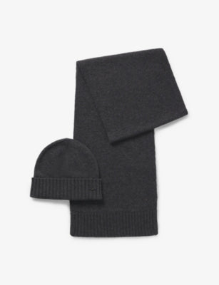 BOSS Wool-Blend Scarf and Beanie Hat Set