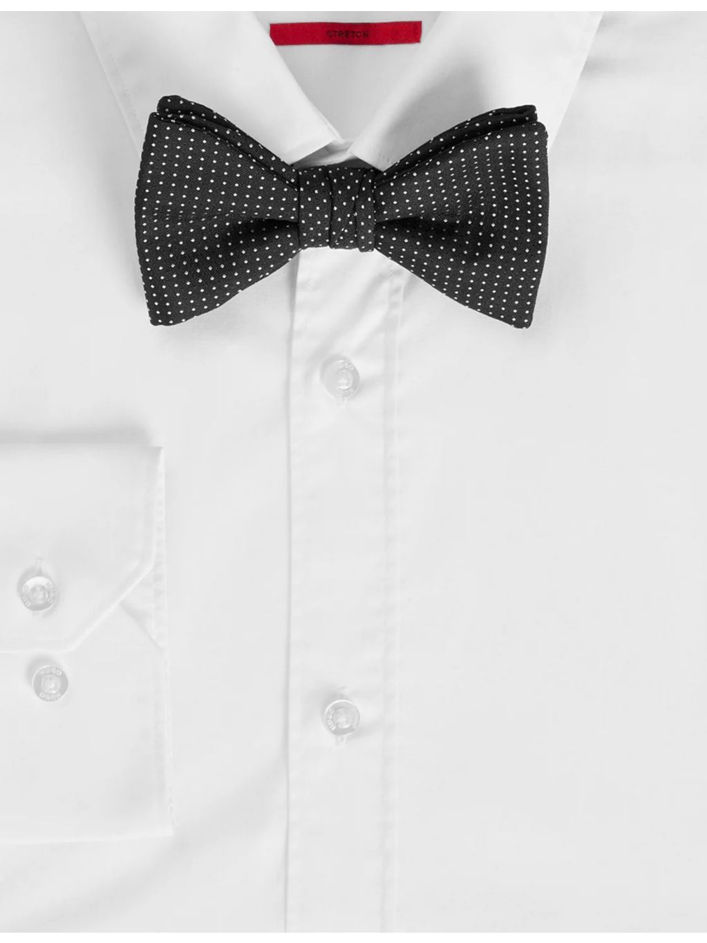 HUGO micro-dot silk bow tie pre-tied 10.6cm, imported from the UK