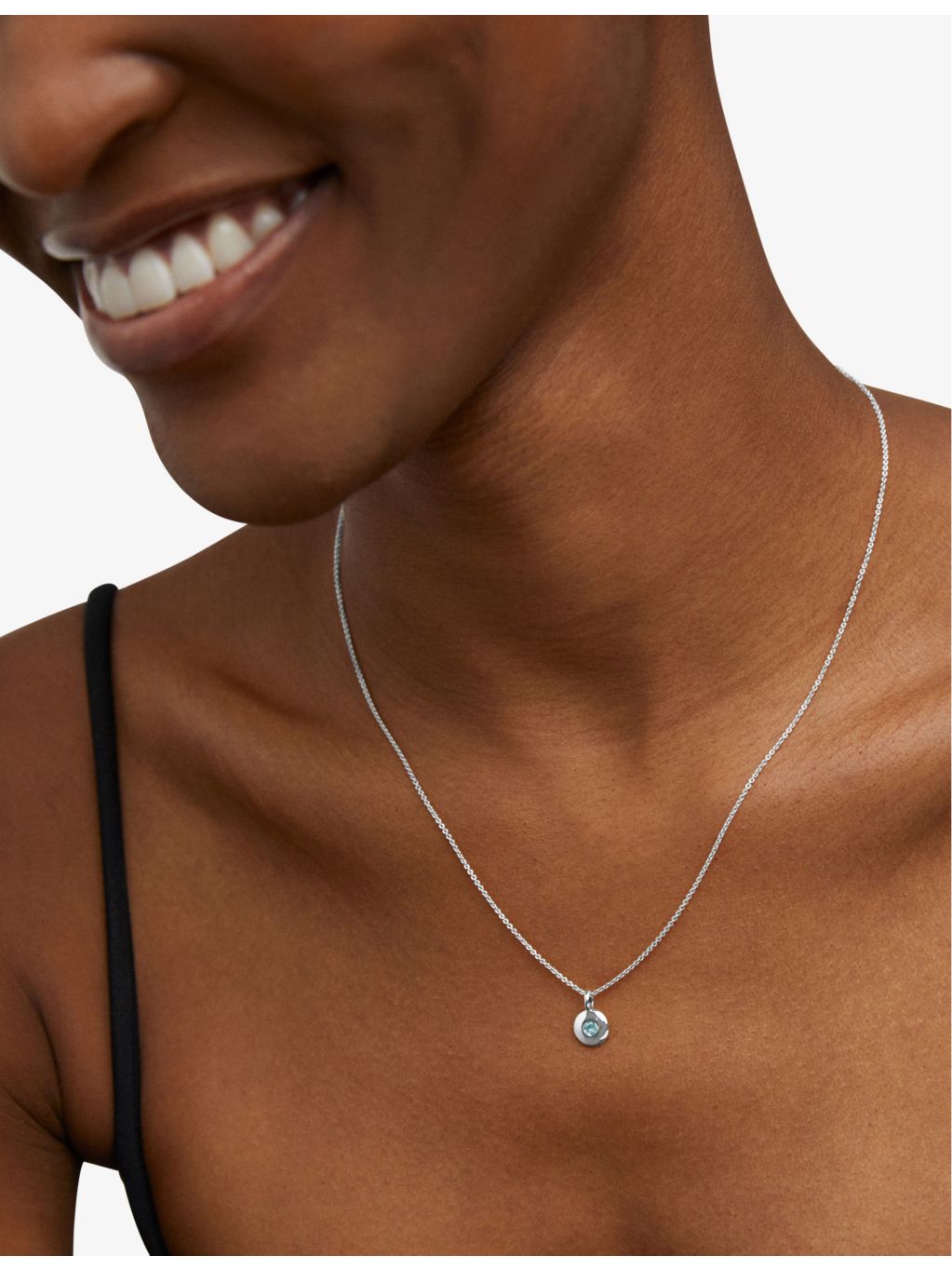Monica Vinader March birthstone aquamarine necklace, (British brand)