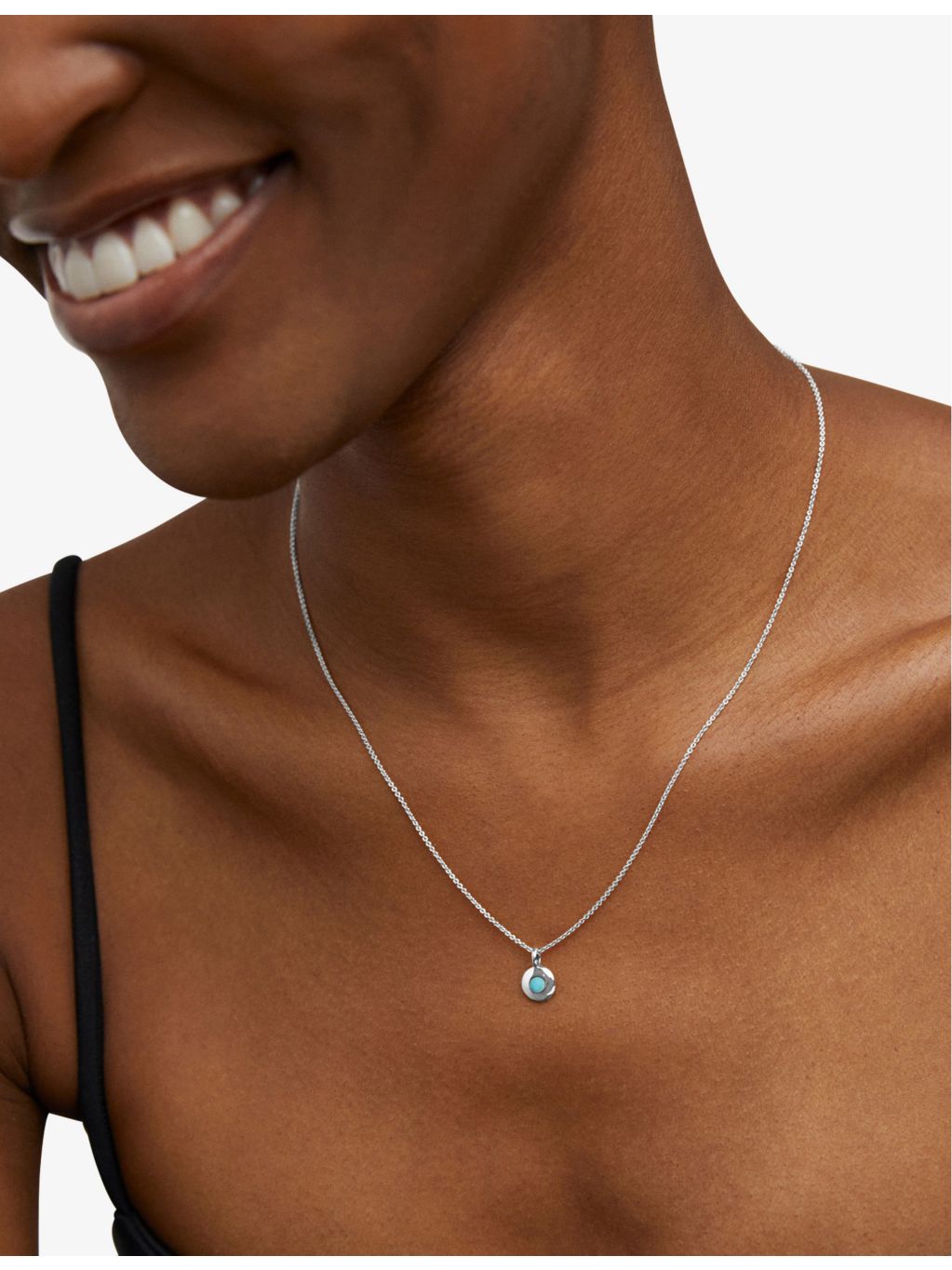 Monica Vinader turquoise pendant necklace sterling silver, UK version