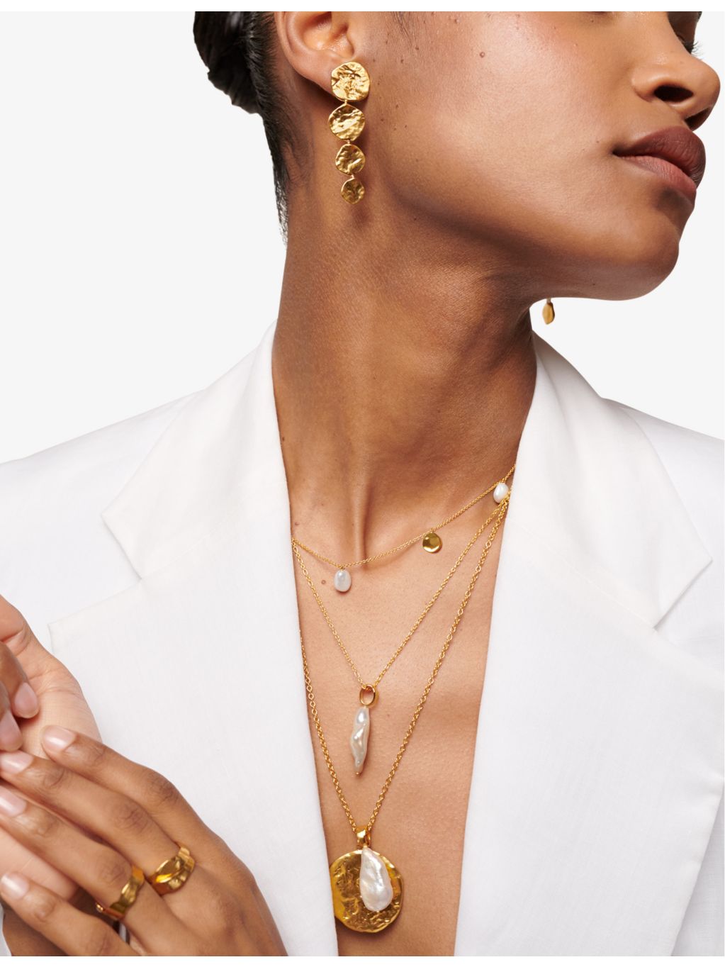 Monica Vinader keshi pearl pendant necklace yellow gold vermeil, UK version