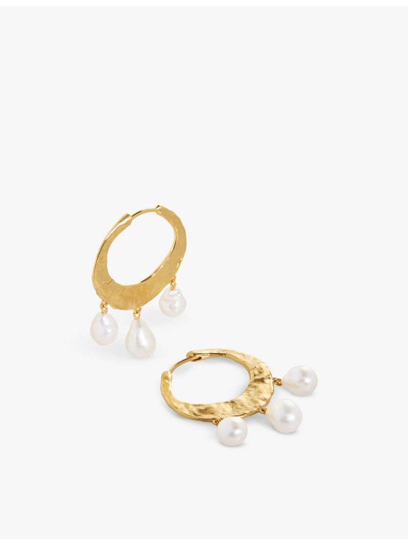 Monica Vinader pearl hoop earrings 18ct gold vermeil, UK version