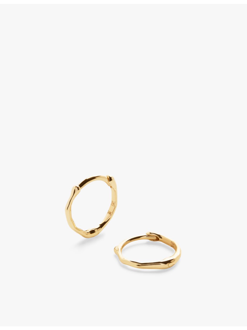 Monica Vinader mini huggie earrings in 14ct yellow gold (British brand)