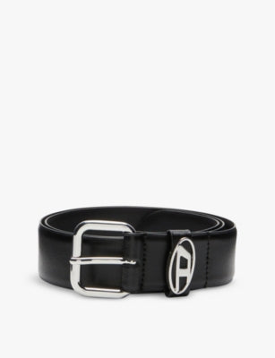 Diesel B-1DR Oval Logo-Buckle Leather Belt