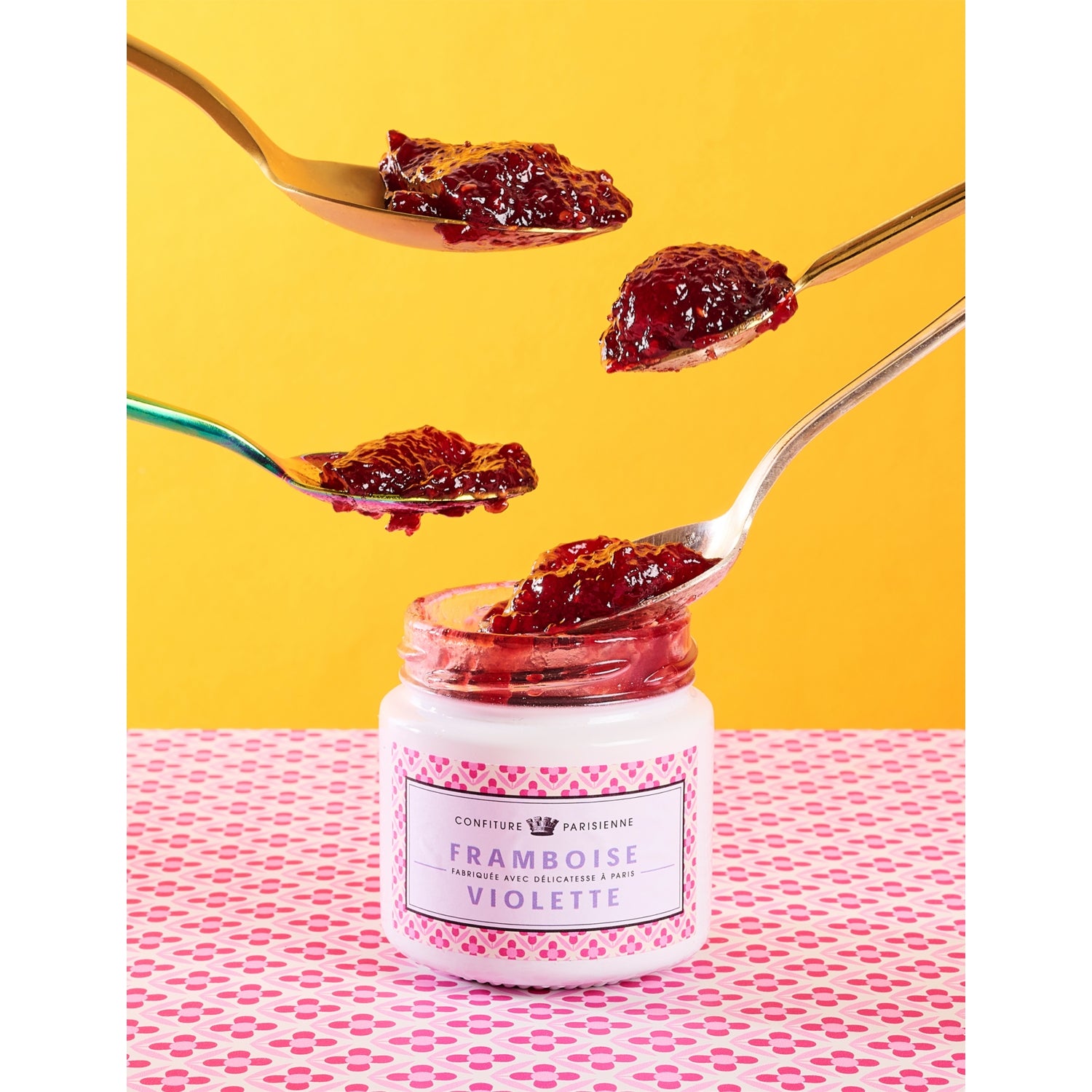 Confiture Parisienne raspberry violet preserve 250g, imported from the UK
