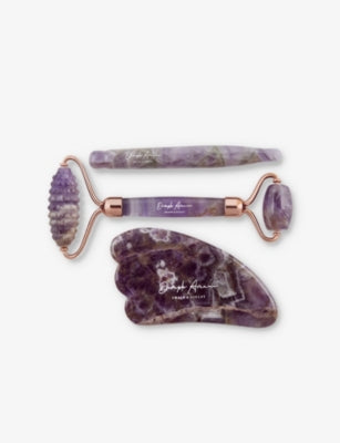Dimple Amani amethyst gua sha and roller pen set - British product