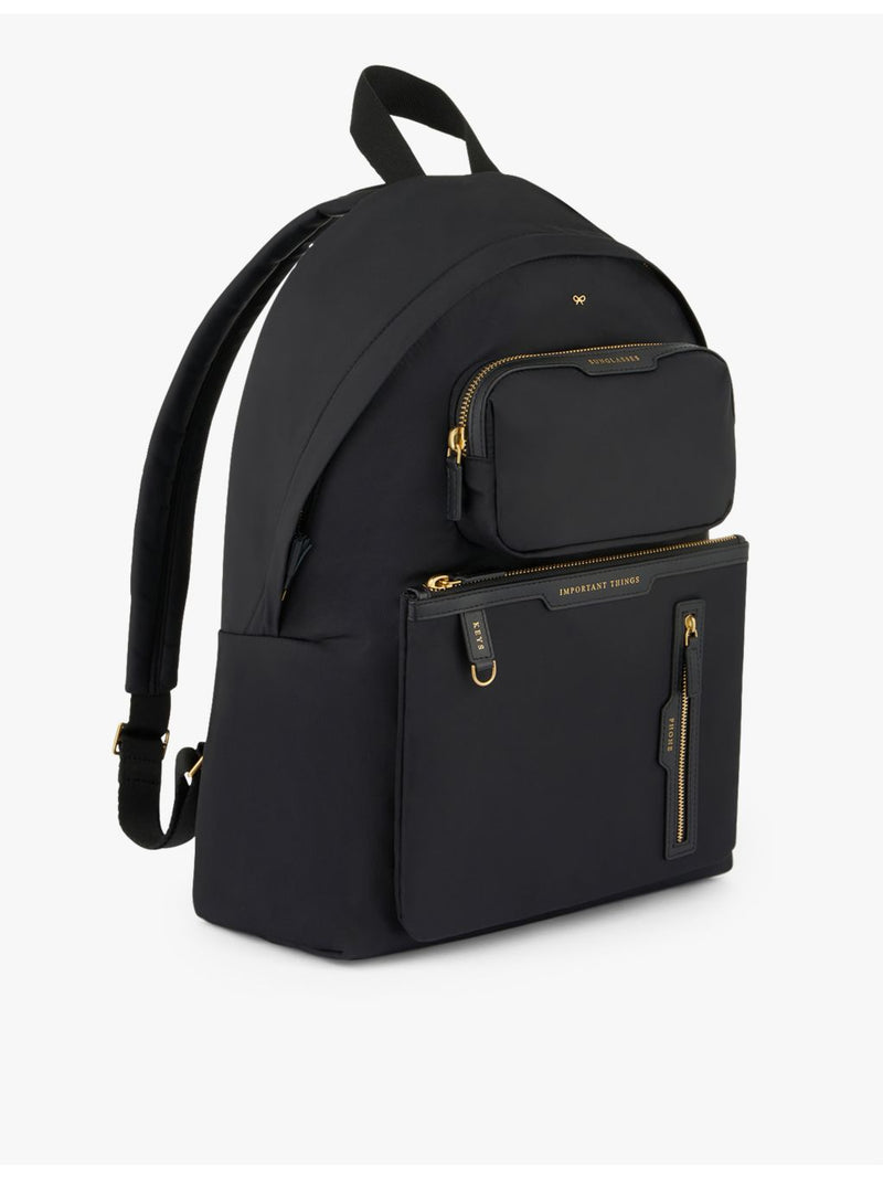 Anya Hindmarch multi pocket nylon backpack with leather trim - British product