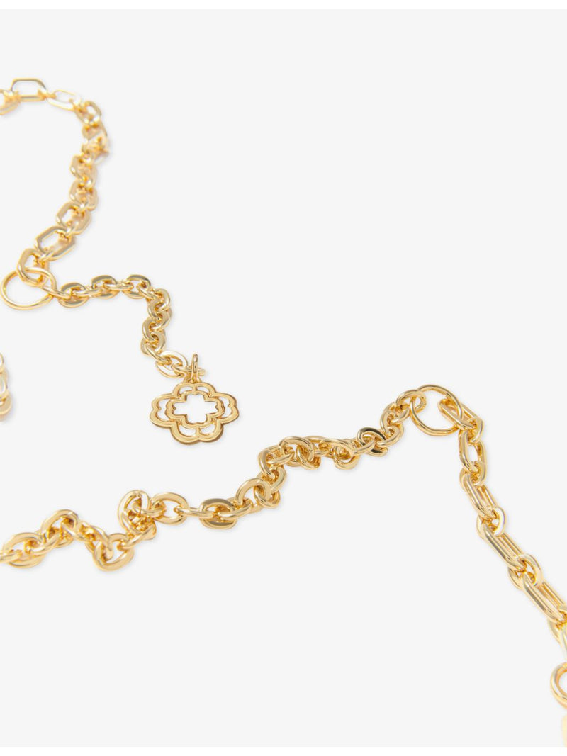 Maje gold-tone brass belt with clover charm - British product