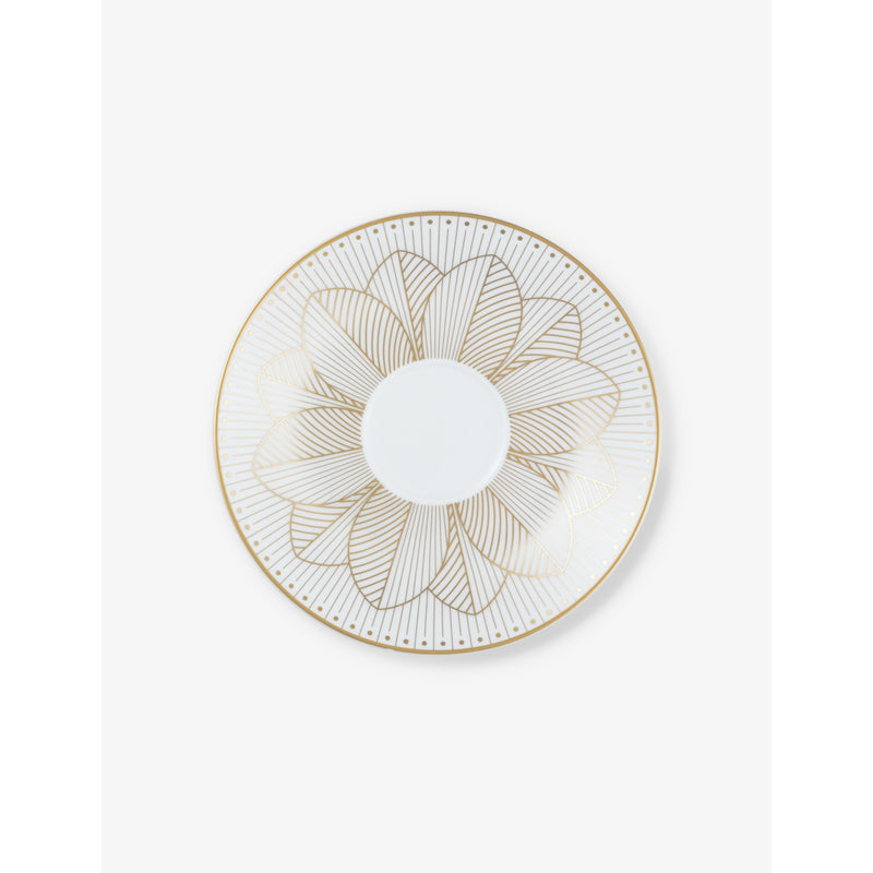 Christofle Malmaison porcelain cup and saucer set with platinum finish, UK version