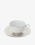 Christofle Malmaison porcelain cup and saucer set with platinum finish, UK version