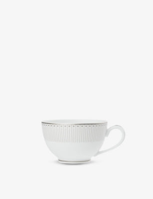 Christofle Malmaison porcelain teacup set of two, platinum trim (British brand)