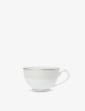 Christofle Malmaison porcelain teacup set of two, platinum trim (British brand)