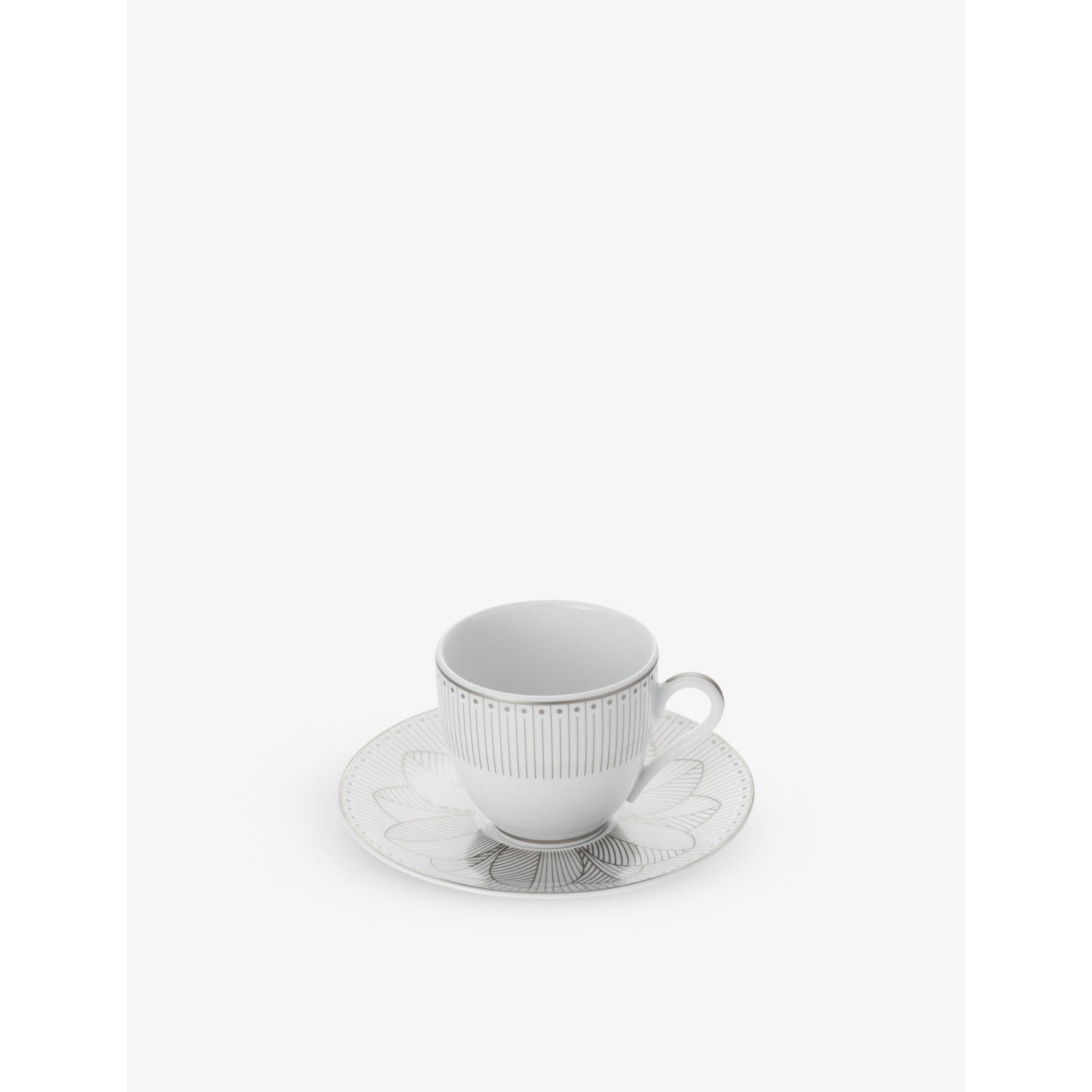 Christofle Malmaison platinum porcelain cup and saucer set 10cl, UK version