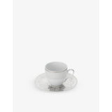 Christofle Malmaison platinum porcelain cup and saucer set 10cl, UK version