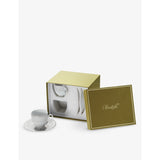 Christofle Malmaison platinum porcelain cup and saucer set 10cl, UK version