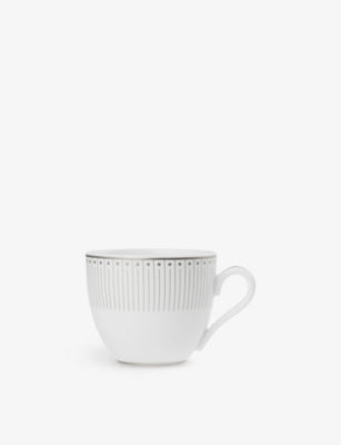 Christofle Malmaison platinum porcelain cup and saucer set 10cl, UK version
