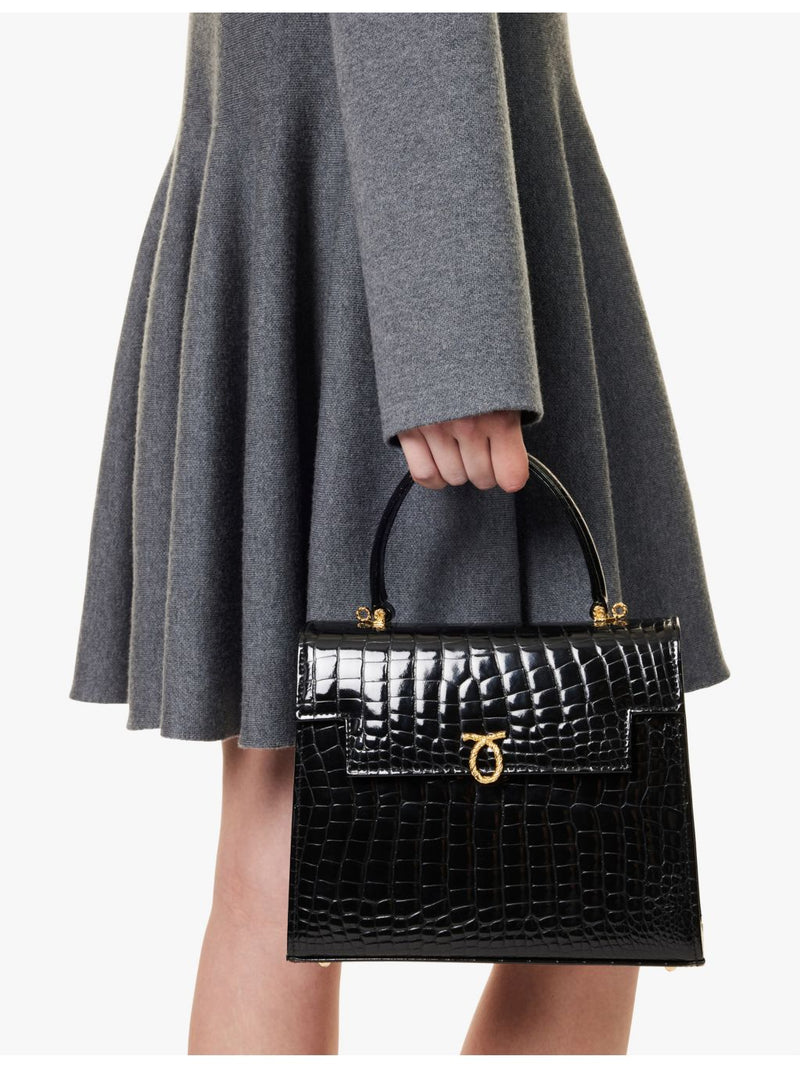 Launer Traviata croc-embossed leather shoulder bag - British product