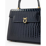 Launer Traviata croc-embossed leather shoulder bag - British product