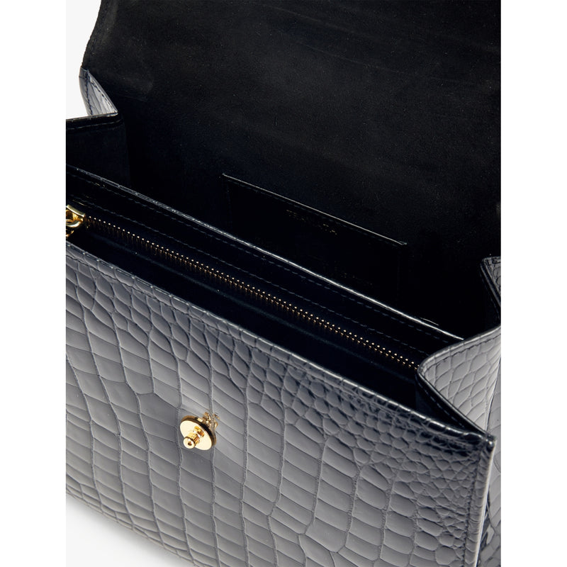 Launer Traviata croc-embossed leather shoulder bag - British product