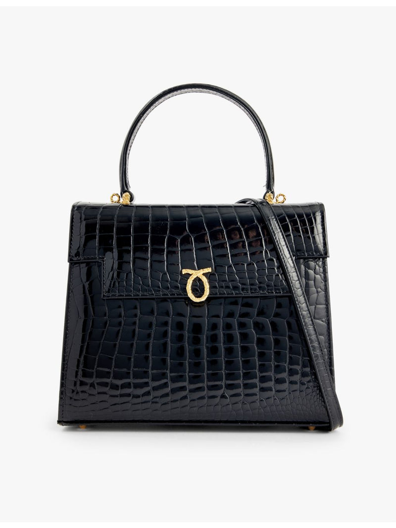 Launer Traviata croc-embossed leather shoulder bag - British product