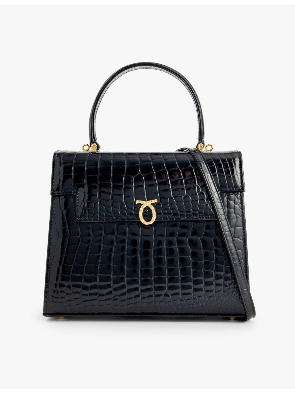 Launer Traviata croc-embossed leather shoulder bag - British product