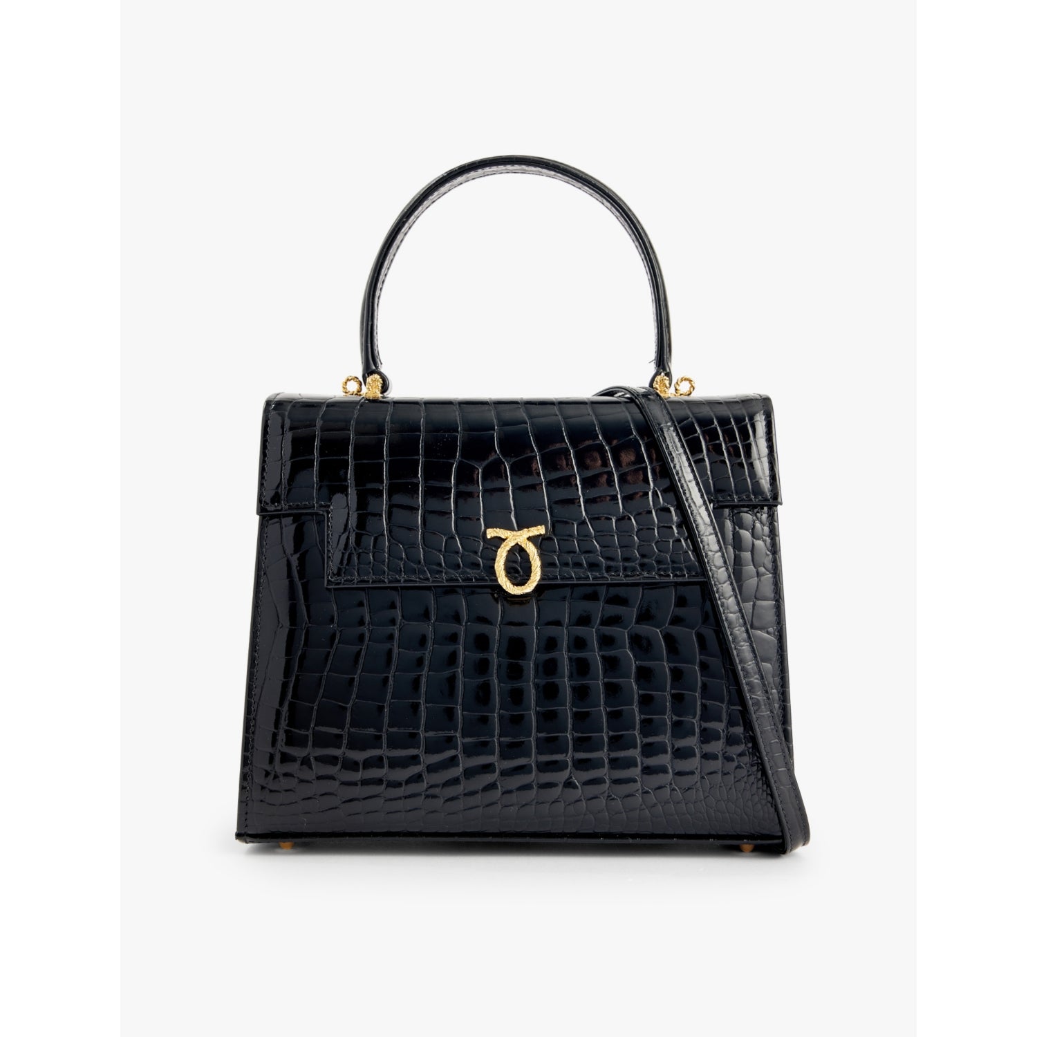 Launer Traviata croc-embossed leather shoulder bag - British product