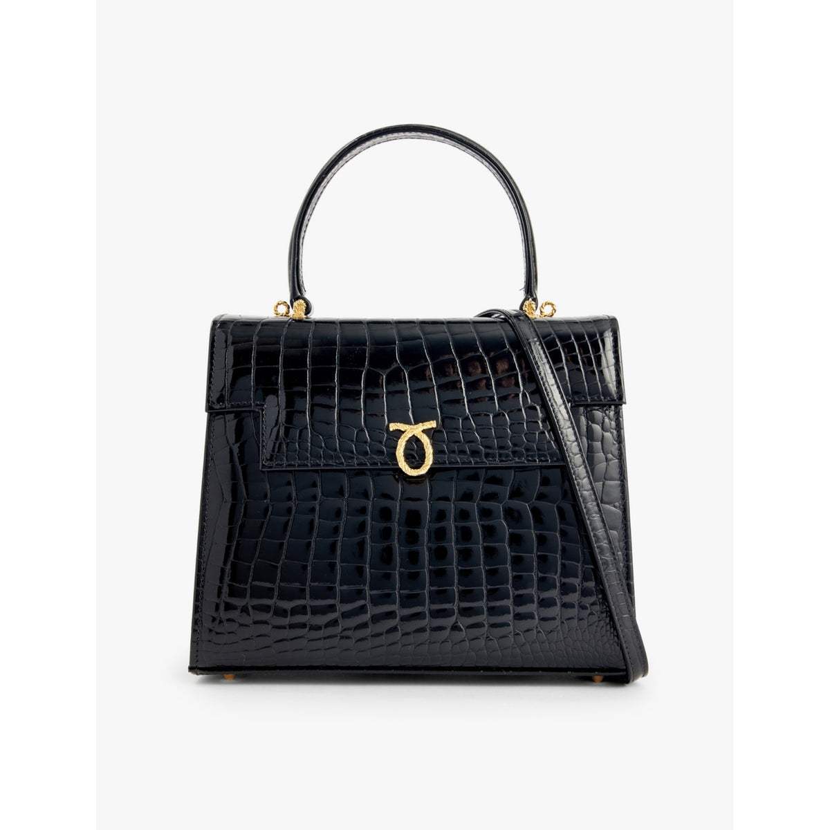 Launer Traviata croc-embossed leather shoulder bag - British product